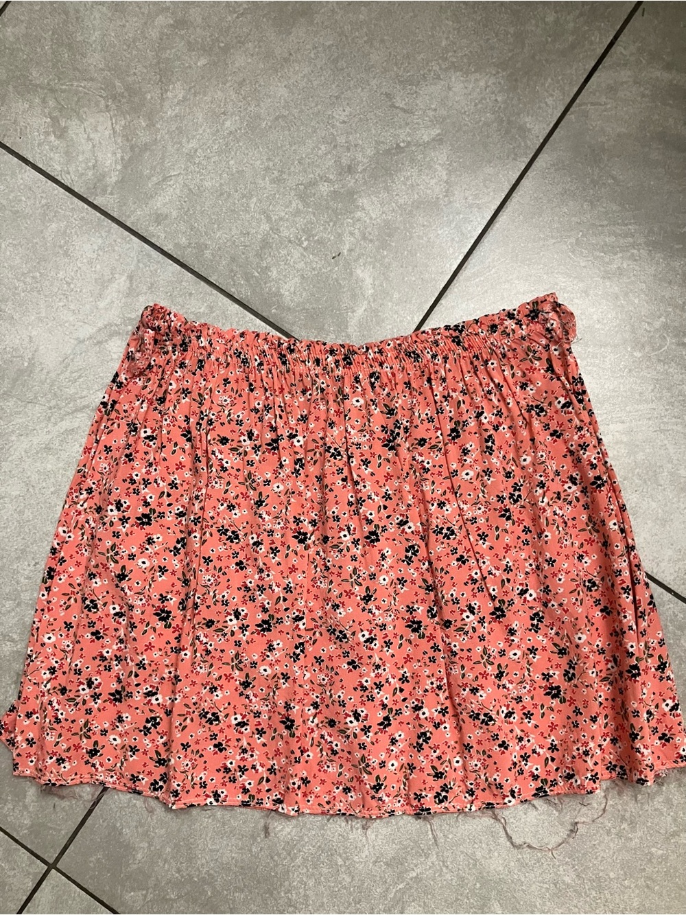 Rainbow Coral Floral Elastic-Waist Mini Skirt